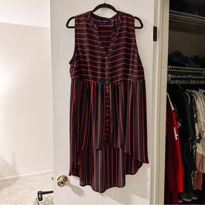 TORRID 💙❤️| navy blue and red lexie - stripe georgette tunic tank